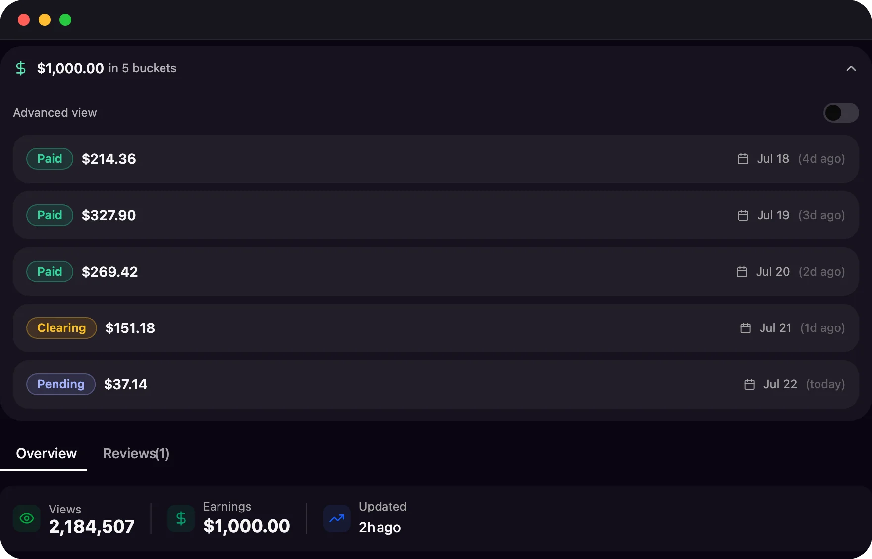 You can watch your money move through the schedule.